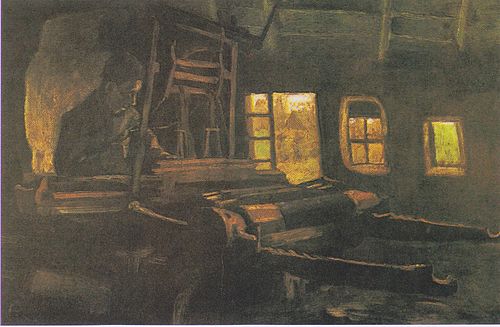 Weaver, Interior with Three Small Windows, 1884, Vincent van Gogh