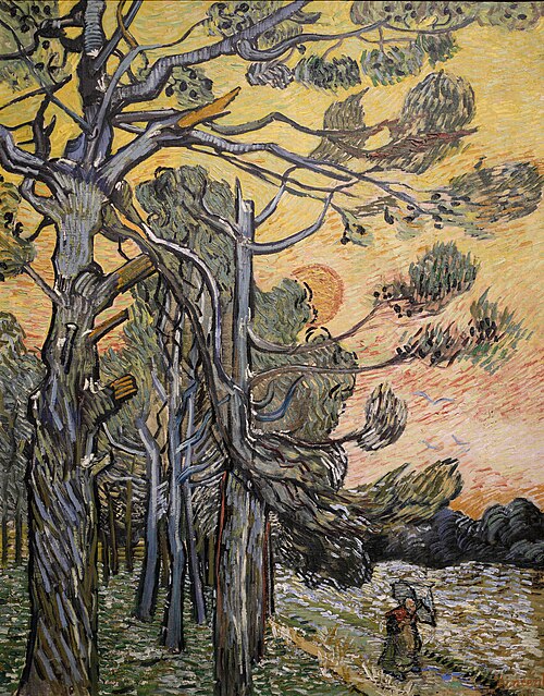 Pine Trees against a Red Sky with Setting Sun, 1889, Vincent van Gogh