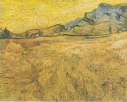 Wheat Field with Reaper and Sun, 1889, Vincent van Gogh