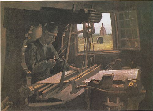 Weber in front of an open window with view the Tower of Nuenen, 1884, Vincent van Gogh