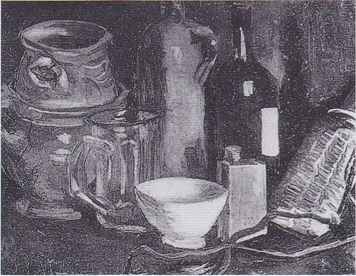 Still Life with Pottery, Beer Glass and Bottle, 1884, Vincent van Gogh