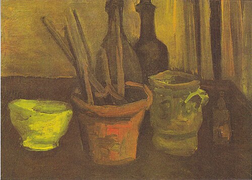 Still Life with Paintbrushes in a Pot, 1884, Vincent van Gogh