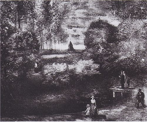Parsonage Garden at Nuenen with Pond and Figures, 1885, Vincent van Gogh