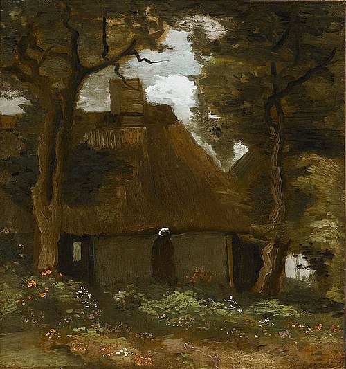 Cottage with Trees and Peasant Woman, 1885, Vincent van Gogh