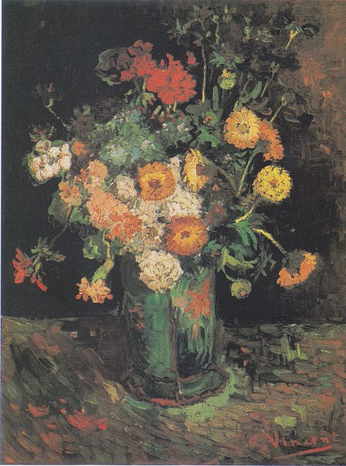 Zinnias et géraniums dans un vase, 1886, Vincent van Gogh