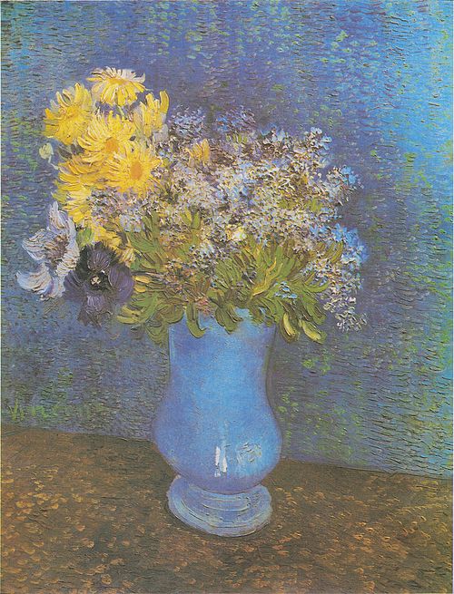 Bouquet de fleurs dans un vase bleu, 1887, Vincent van Gogh
