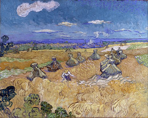 Wheatfield with sheaves and reaper, 1888, Vincent van Gogh