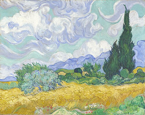 A Wheatfield, with Cypresses, 1889, Vincent van Gogh