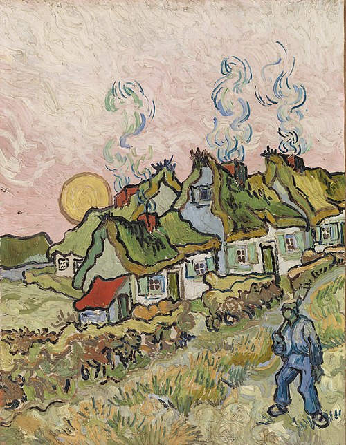 Thatched Cottages in the Sunshine, 1890, Vincent van Gogh