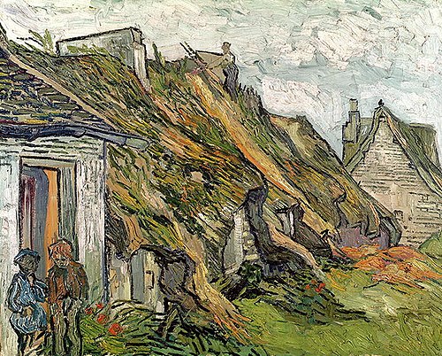 Cottages au toit de chaume de grès à Chaponval, 1890, Vincent van Gogh