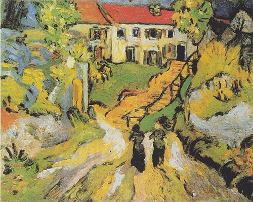Village Street and Steps in Auvers with Two Figures, 1890, Vincent van Gogh