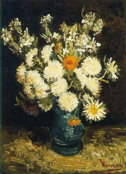 Flowers in a Blue Vase, 1887, Vincent van Gogh