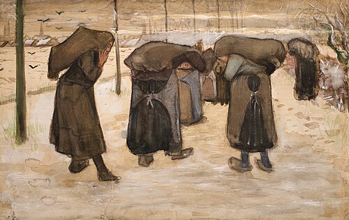 Women carrying sacks of coal in the snow, 1882, Vincent van Gogh