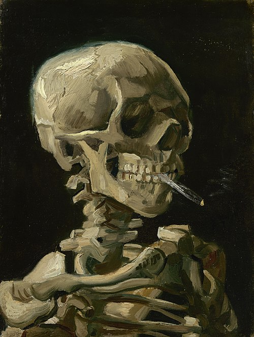 Crâne avec cigarette allumée, 1884, Vincent van Gogh