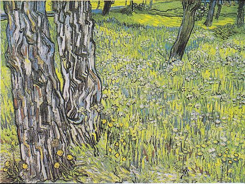 Flowering meadow with trees and dandelions, 1890, Vincent van Gogh
