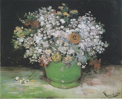 Bowl with Zinnias and Other Flowers, 1886, Vincent van Gogh