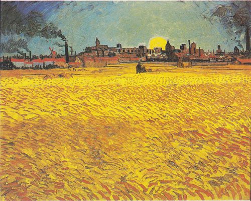 Champ de blé au soleil couchant, 1888, Vincent van Gogh