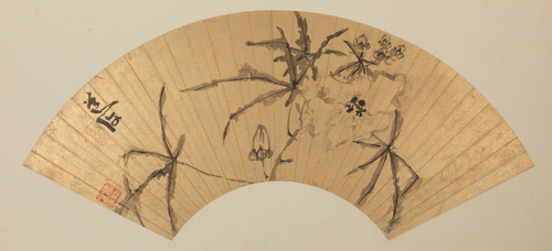 陈淳秋葵图扇, , Chen Chun