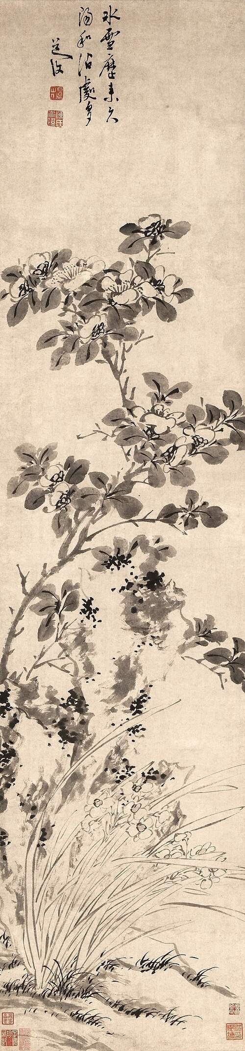 明 陈淳 山茶水仙图轴, , Chen Chun