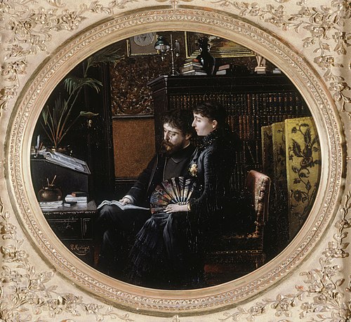 Portrait d'Alphonse Daudet (1840-1897) et son épouse (née Julie Allard, 1844-1940), dans leur cabine, 1883, Louis Montégut