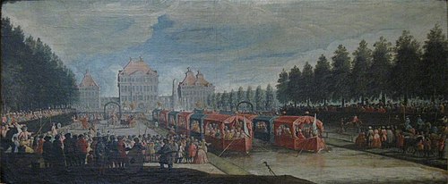 Vergnügungen im Schlossgarten von Nymphenburg, 1727, Ignaz Biedermann