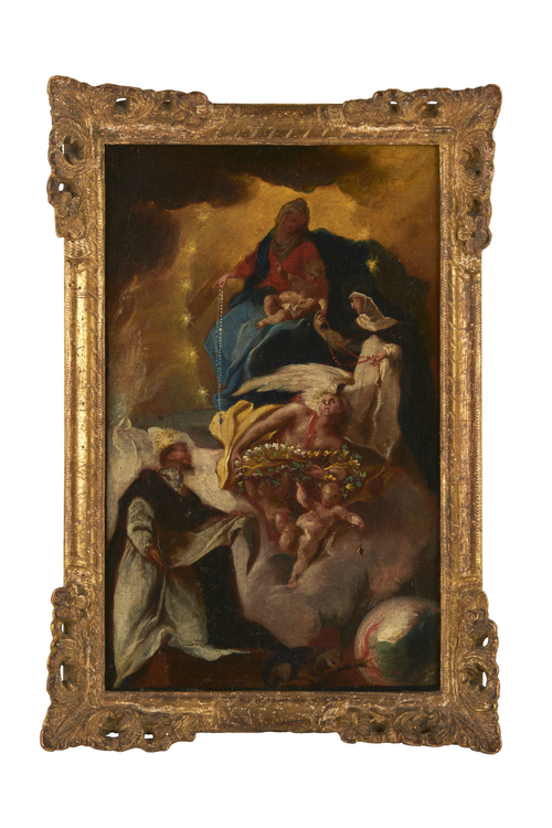 Saint Dominique recevant le rosaire de la Vierge, 1750, Konrad Wengner
