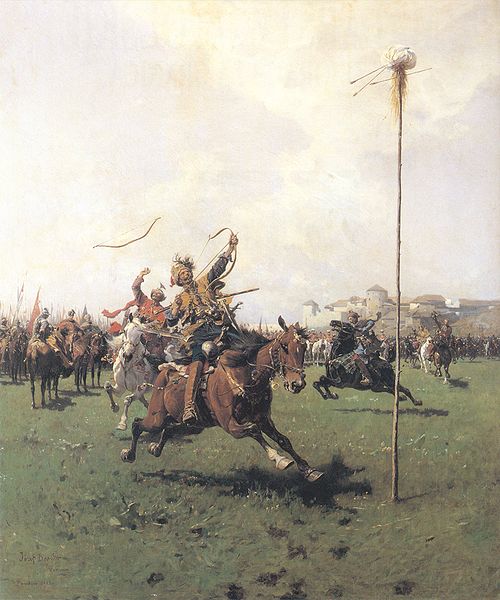 Lisowczycy - Strzelanie z łuku, 1885, Józef Brandt
