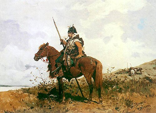 Kozak na koniu., 1881, Józef Brandt