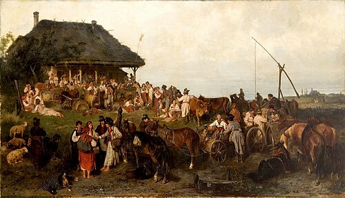 Fair in the region of Krakow ("Return from the fair in Opoczyńskie region"), 1868, Józef Brandt