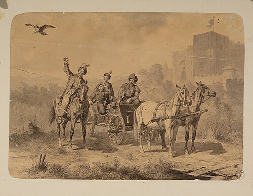 Hunt with a falcon, , Józef Brandt