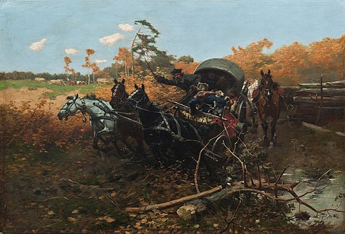 Dangerous crossing, 1909, Józef Brandt