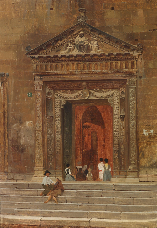 A church door in Salmara., 1873, Niels Anders Bredal