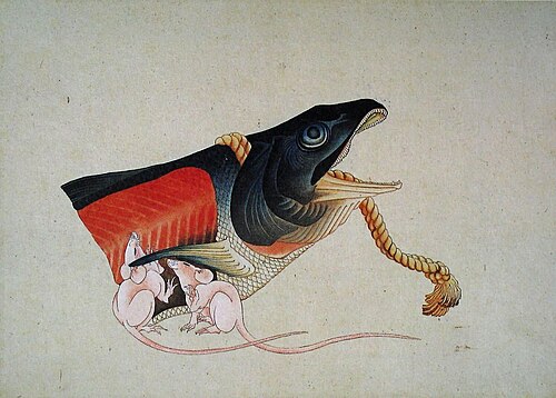 Rat and salmon, , Hokusai