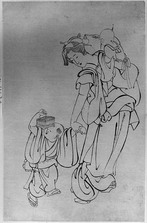 Mother and Children in Summer Night, 1799, Katsushika Hokusai