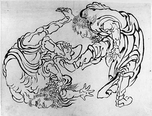 Two Wrestlers, 1804, Hokusai