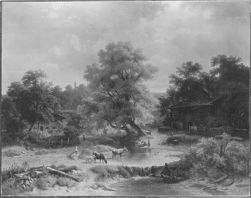 Dorfidyll im Sommer, 1855, Wilhelm Reinhardt