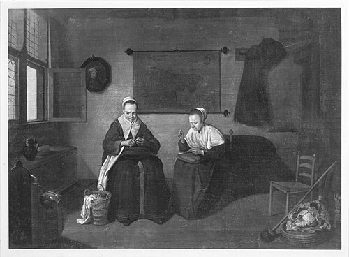 The white goods seamstresses (after Brekelenkam), 1786, Ignaz Alois Frey