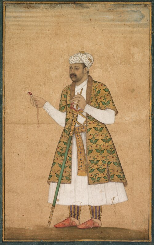 A Courtier, Possibly Khan Alam, Holding a Spinel and a Deccan Sword, 1607, Govardhan