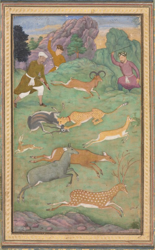 Antelope and deer hunt, 1607, Govardhan