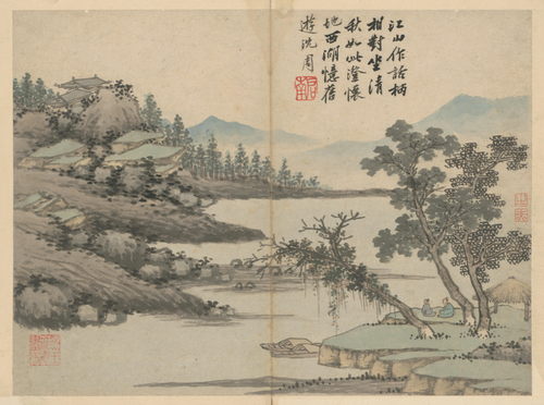 沈周卧游图册－秋江坐话, , Shen Zhou