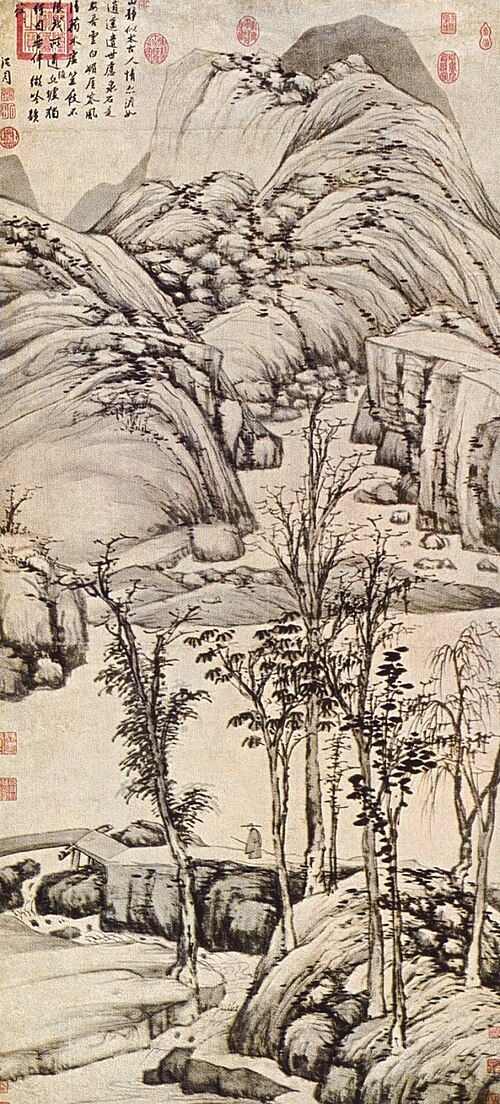 Promenade avec un bâton", 1450, Shen Zhou