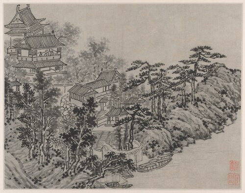 Cloud-Climbing Pavilion, from Twelve Views of Tiger Hill, Suzhou, 1500, Shen Zhou