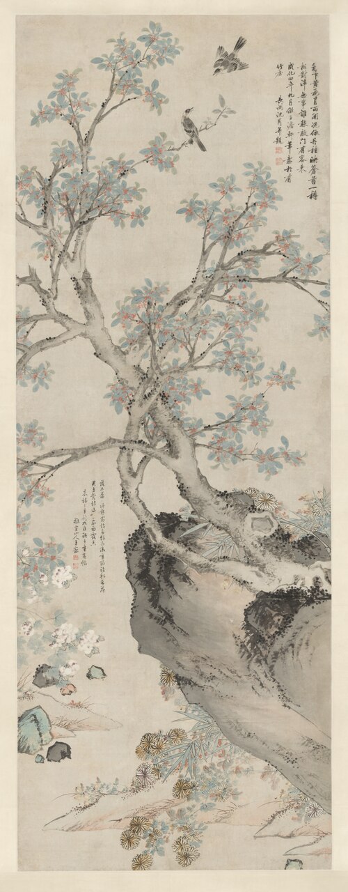Yellow Chrysanthemums and Red Osmanthus in the Style of Wang Yuan, 1468, Shen Zhou