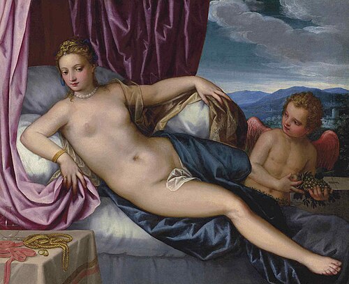Venus reclining with Cupid, 1612, Hans Rottenhammer