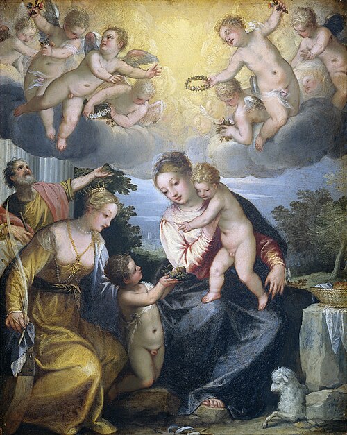 Virgin and Child with young John the Baptist and Saint Catherine, 1604, Hans Rottenhammer