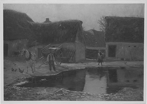 Hof einer Farm in der Picardie, 1890, Franz Skarbina