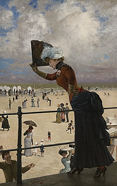 Dame auf der Wandelbahn eines Seebades, 1883, Franz Skarbina