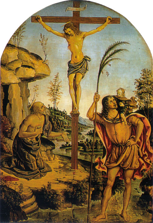 Crucifixion Between Saints Jerome and Christopher, 1475, Pinturicchio