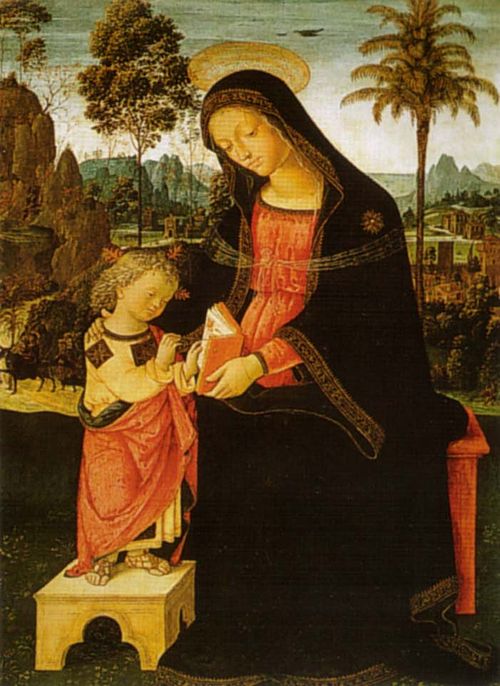Madonna with Writing Child, 1494, Pinturicchio