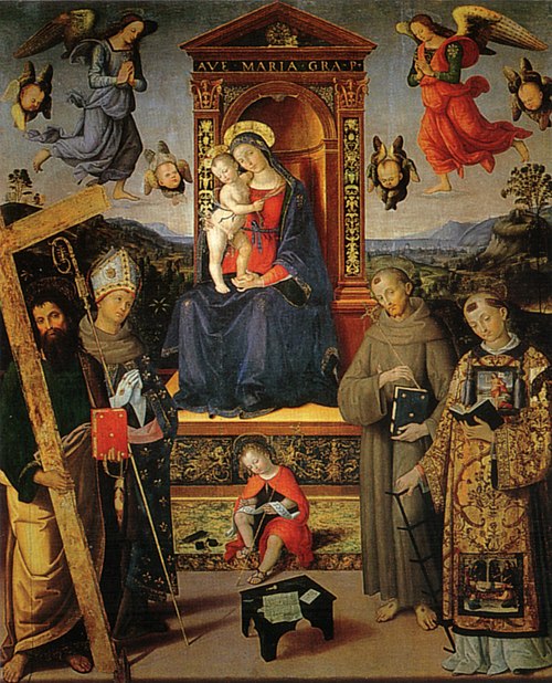 Madonna enthroned with child and saints, 1506, Pinturicchio